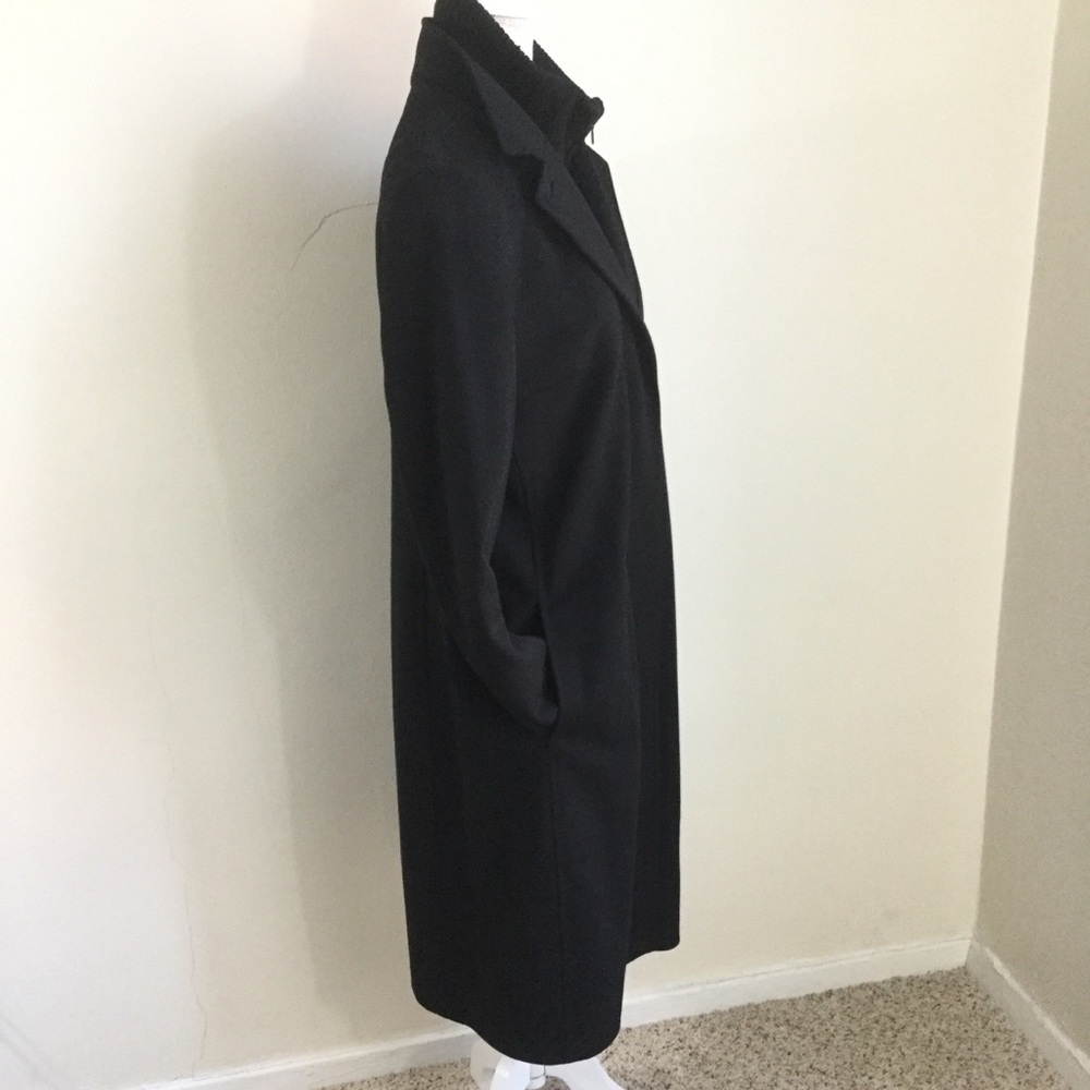 Akris Punto Black Wool Pea Coat Full Length Zip Button - Picture 4 of 10